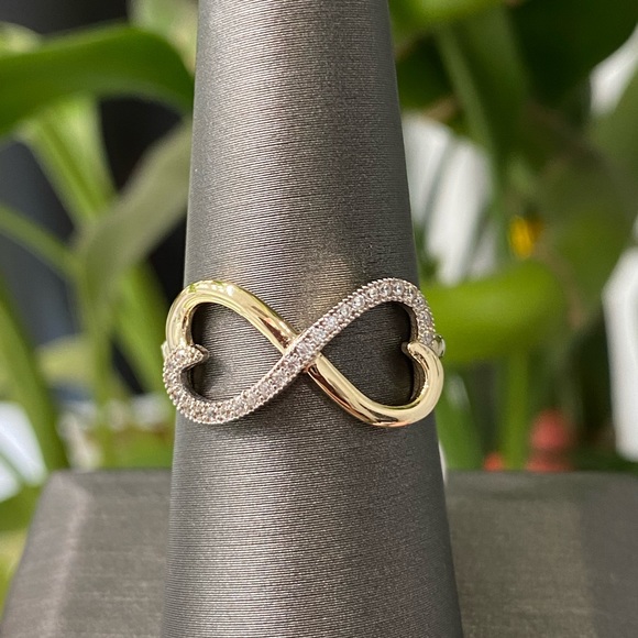 14K Yellow Gold Infinity Sign CZ Ring